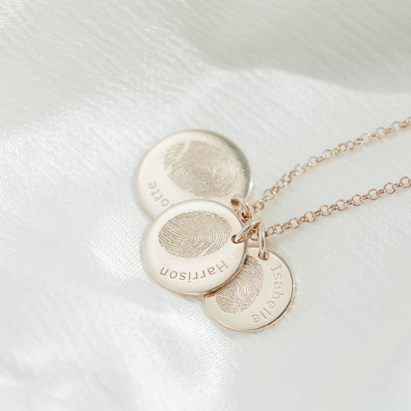 Personalized Multi Fingerprint and Name Disc Necklace