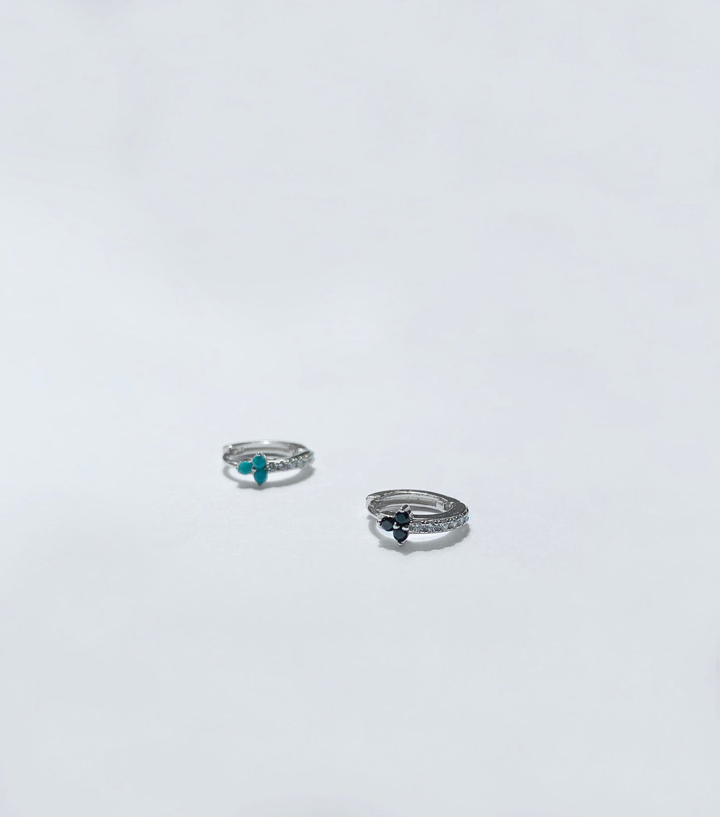Turquoise hoop earrings - Onyx hoop earrings - Dainty hoops - Huggie earrings - Colored stone hoop earrings - Cz hoop earrings