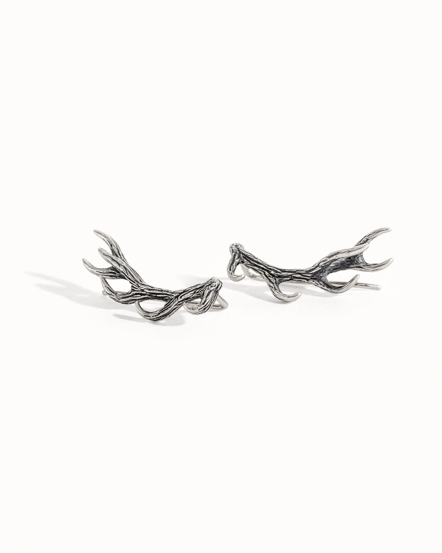 Sterling Silver Ear Cuff Earrings Antler Deer Earpin Boho Ear Crawler Wrap Earring Bohemian 925 Jewelry Gift Best Christmas Gift - FES006