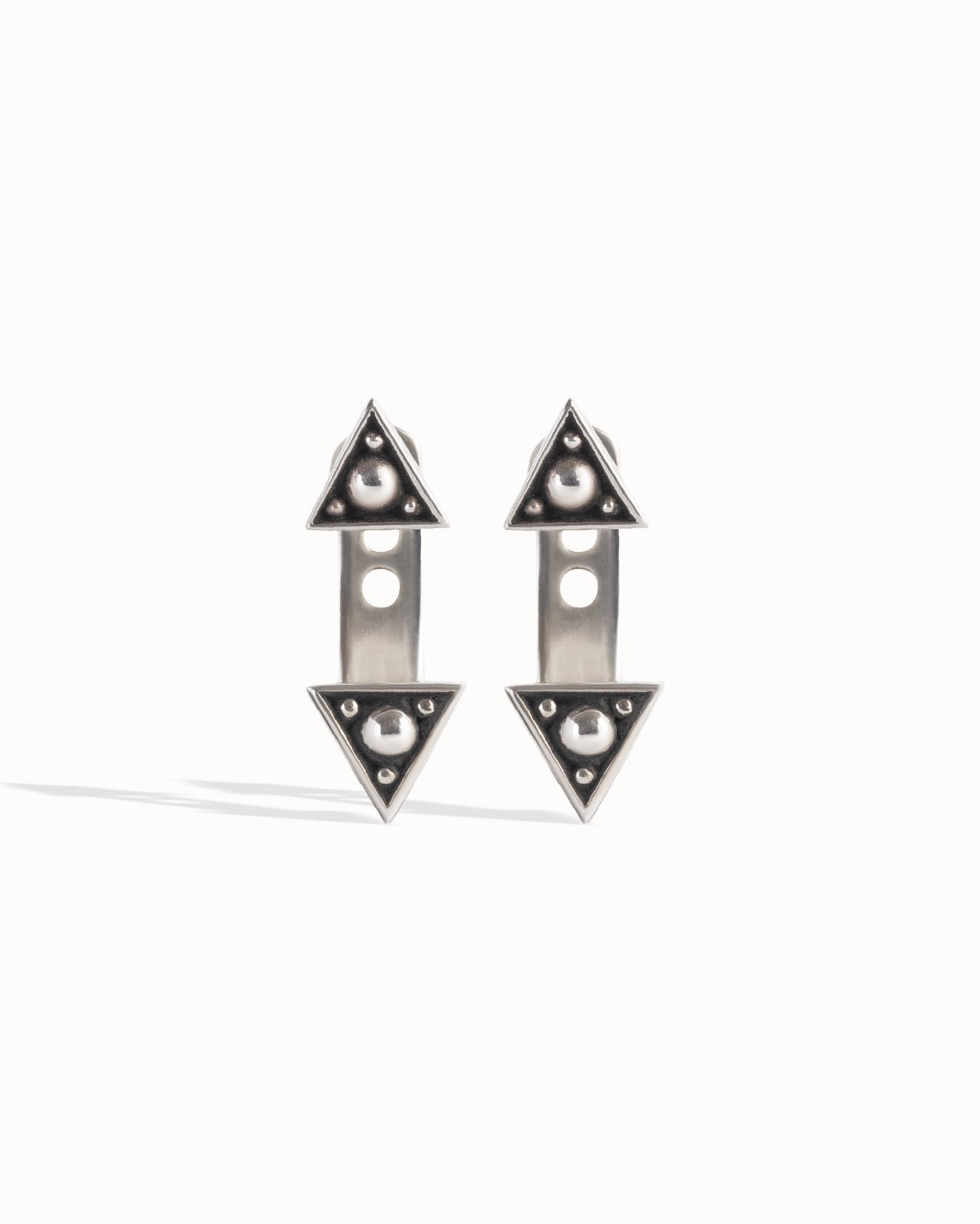 Sterling Silver Triangle Ear Jacket Earrings Ear Cuff Earrings Modern Jewelry  Gift for Her - JKT007SSO