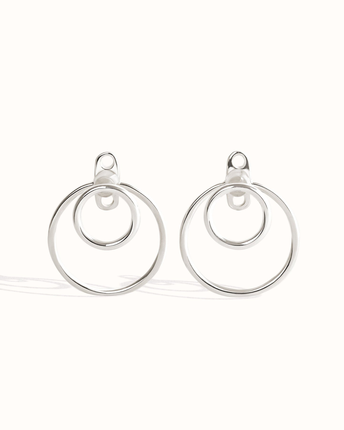 Open Circle Ear Jacket Earring · Sterling Silver Geometric Earrings · Circle Studs · Minimalist Jewelry · Gift for Her - JKT010