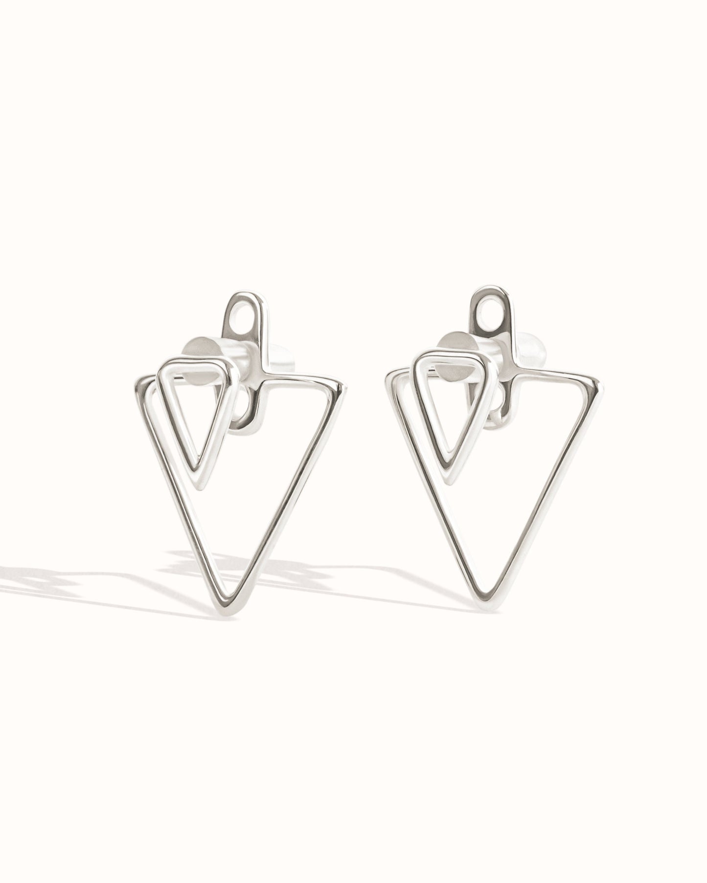 Triangle Ear Jacket Earring · Sterling Silver Geometric Earrings · Triangle Studs · Minimalist Jewelry · Gift for Her - JKT011