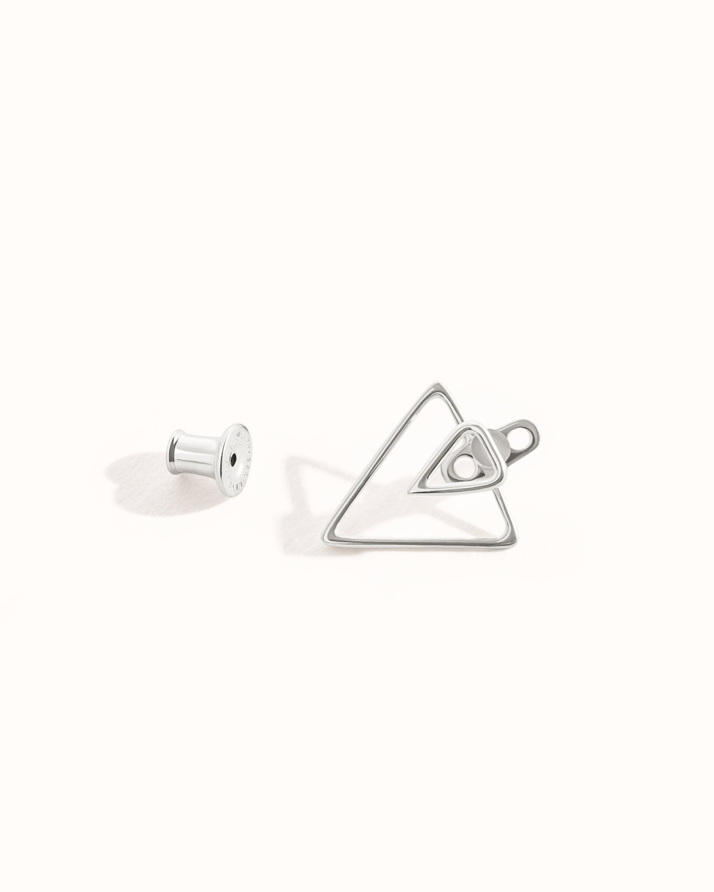 Triangle Ear Jacket Earring · Sterling Silver Geometric Earrings · Triangle Studs · Minimalist Jewelry · Gift for Her - JKT011