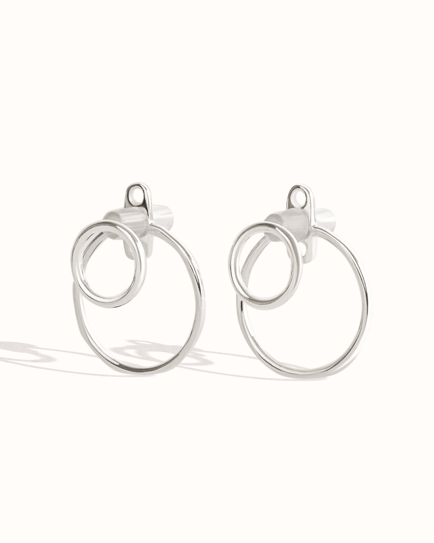 Open Circle Ear Jacket Earring · Sterling Silver Geometric Earrings · Circle Studs · Minimalist Jewelry · Gift for Her - JKT010