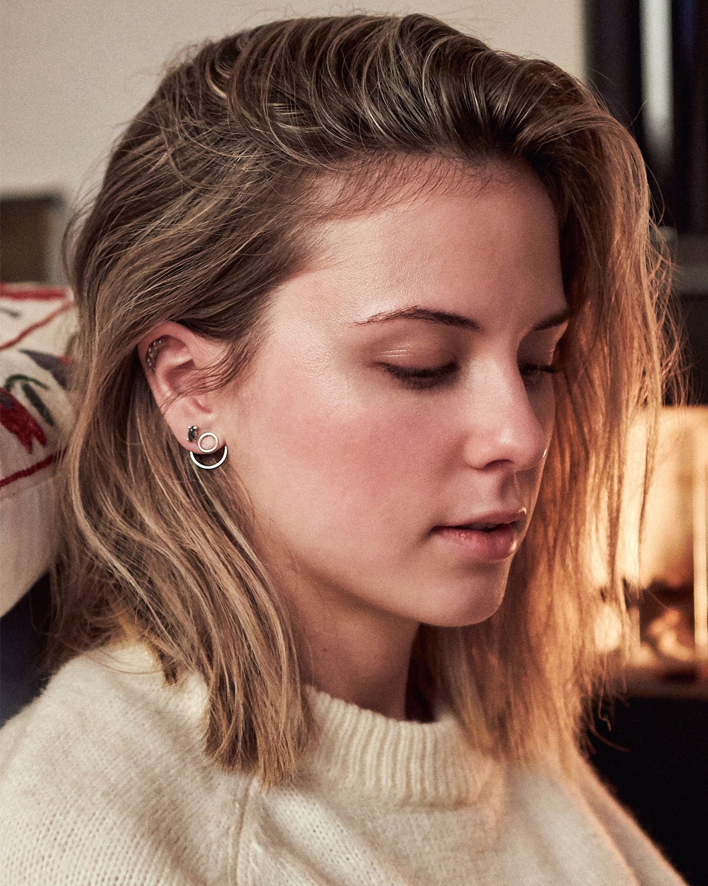Open Circle Ear Jacket Earring · Sterling Silver Geometric Earrings · Circle Studs · Minimalist Jewelry · Gift for Her - JKT010