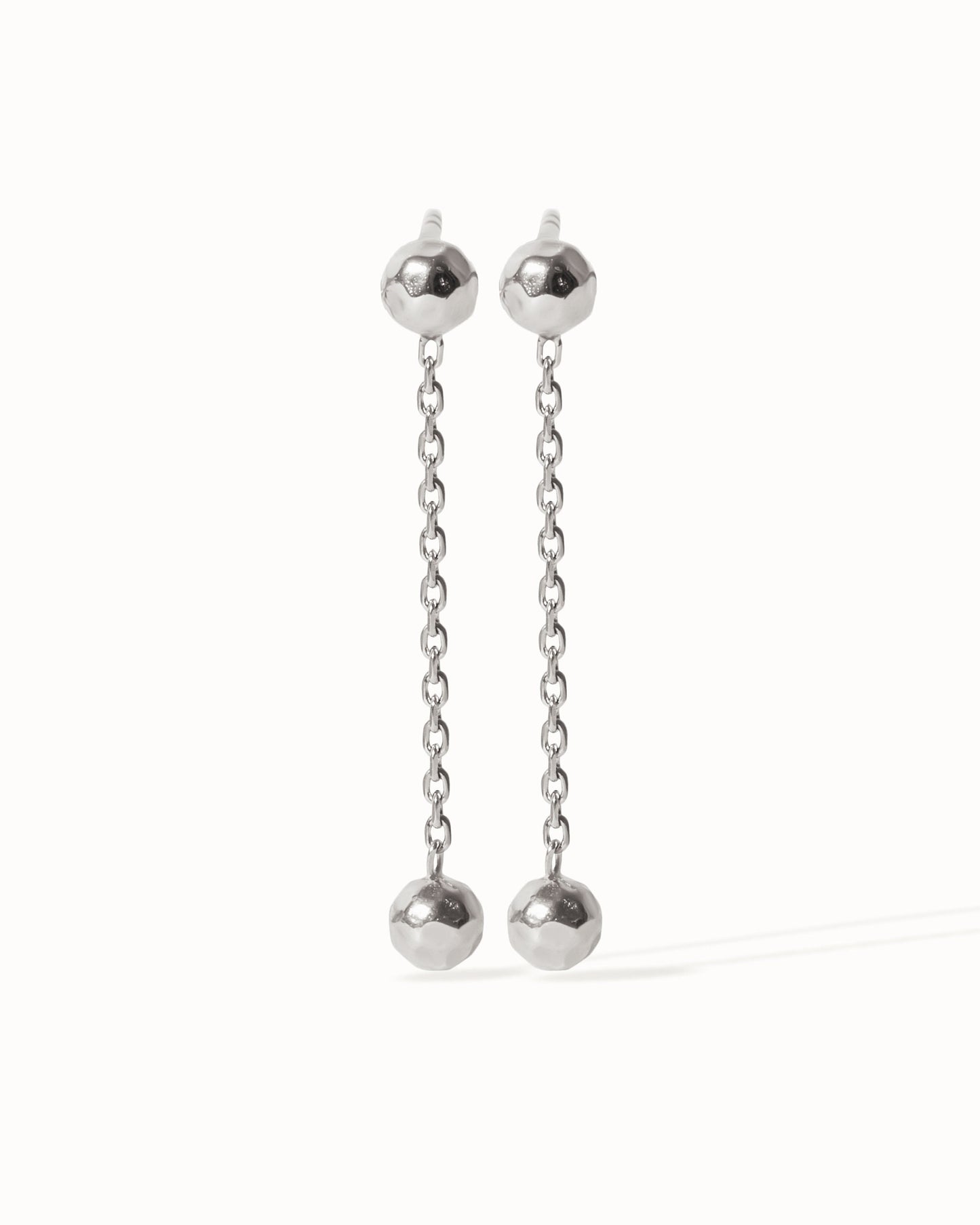 Chain Ball Earrings • Gold Ball Threader Earrings • Drop Ball Earrings • Silver Chain Dangle Earrings • Double Ball Earrings - CST024