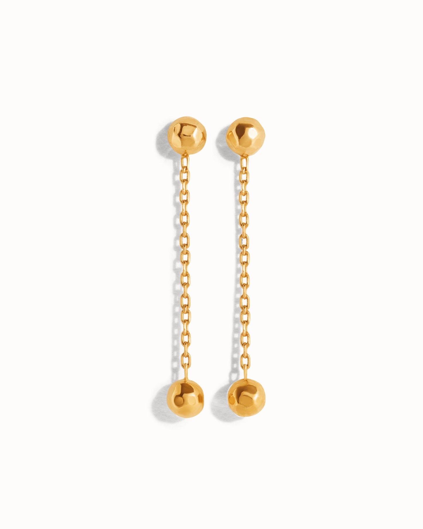 Chain Ball Earrings • Gold Ball Threader Earrings • Drop Ball Earrings • Silver Chain Dangle Earrings • Double Ball Earrings - CST024