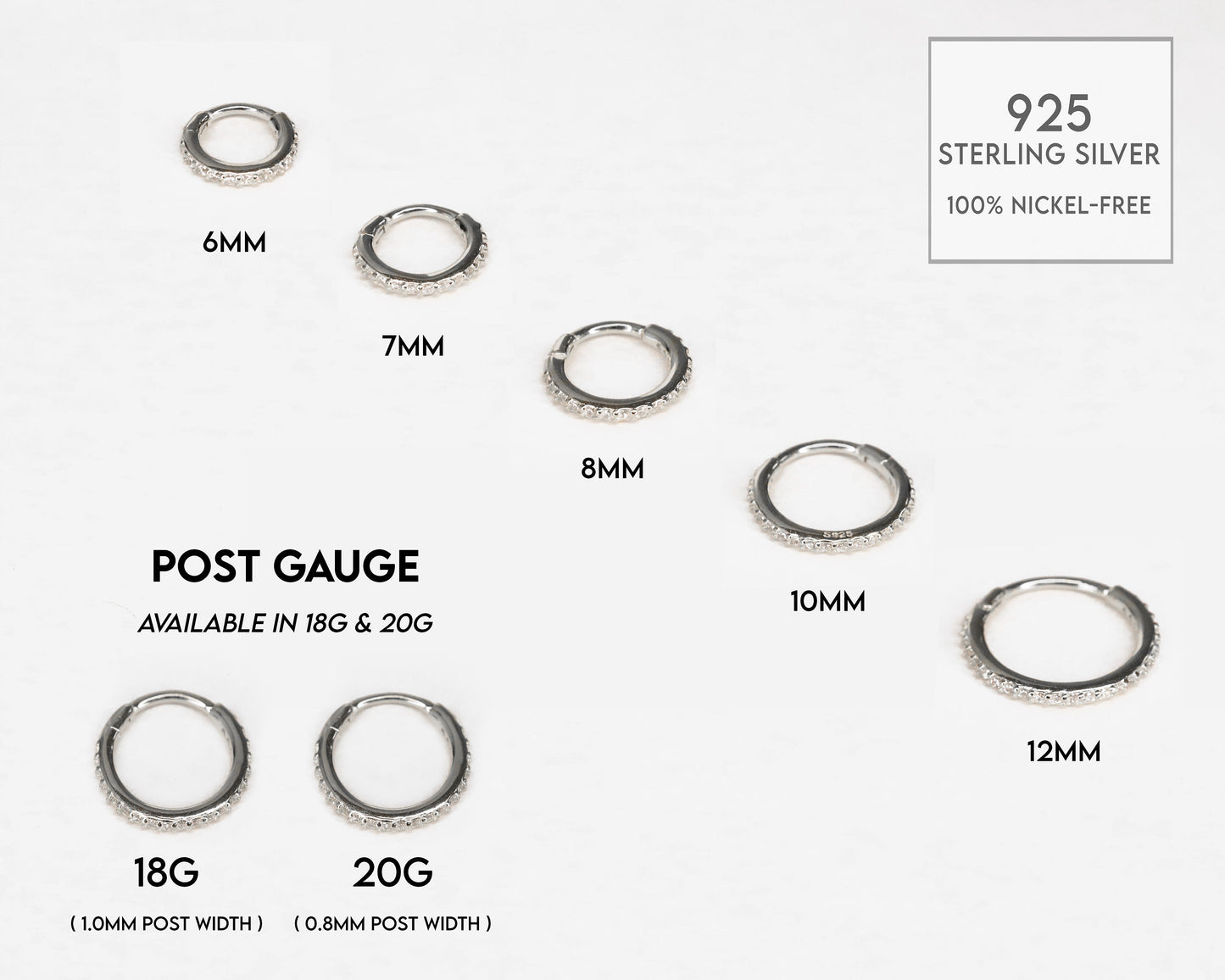20G/18G/16G Seamless Gold Conch Clicker Paved Cartilage Gold Hoop Earrings • 925 sterling silver • tragus helix hoops • gold cartilage hoop