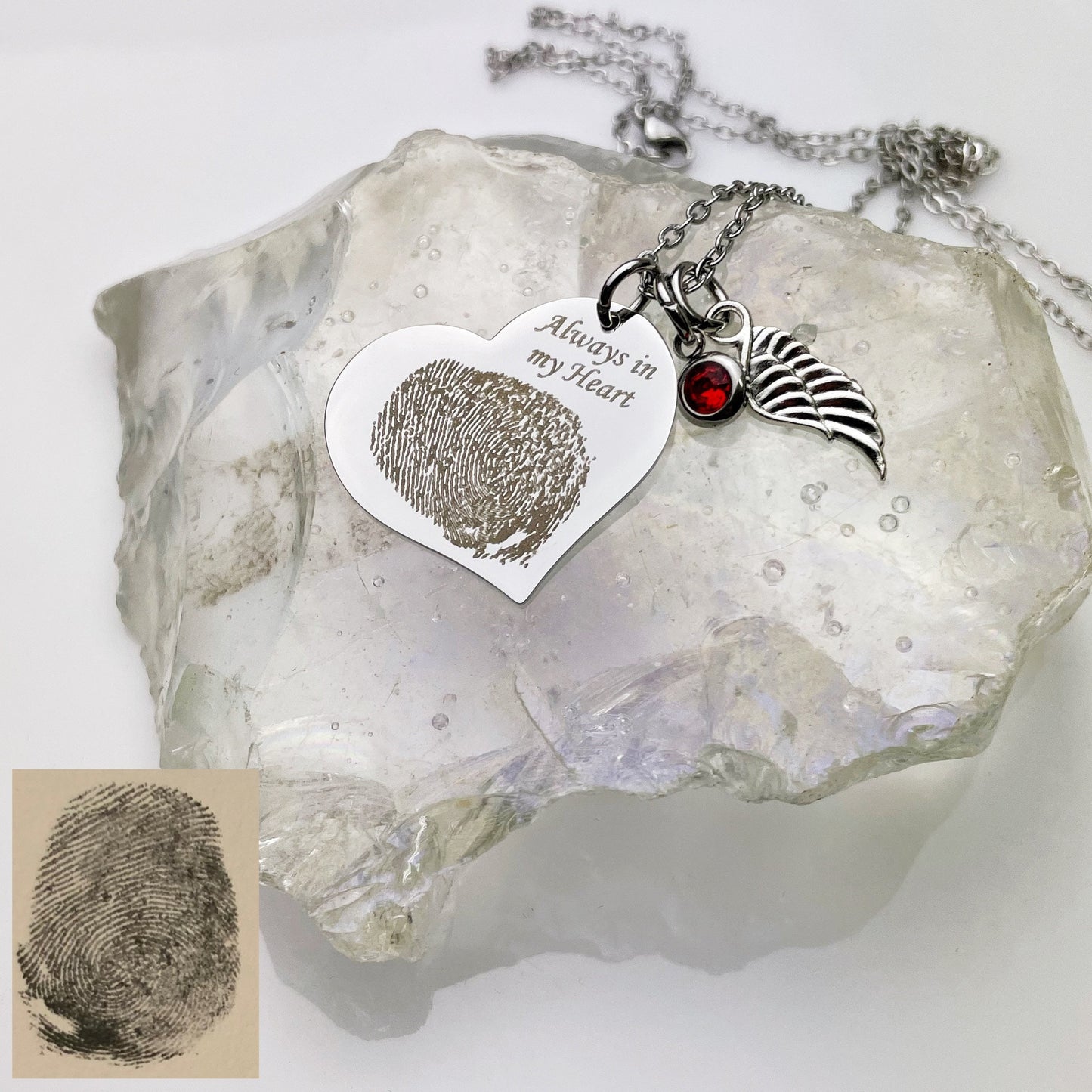 Custom Actual Fingerprint/Footprint Charm Necklace, Delicate Personalized Fingerprint/Pet Footprint Necklace, Women/Infant Loss/Pet Memorial Gift