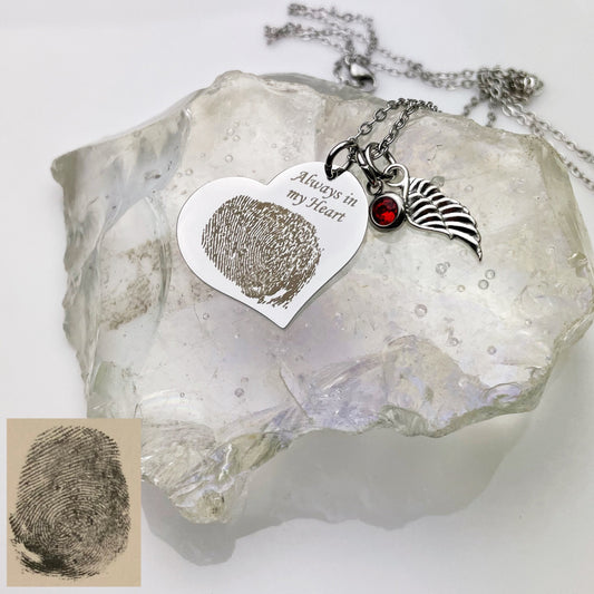 Custom Actual Fingerprint/Footprint Charm Necklace, Delicate Personalized Fingerprint/Pet Footprint Necklace, Women/Infant Loss/Pet Memorial Gift