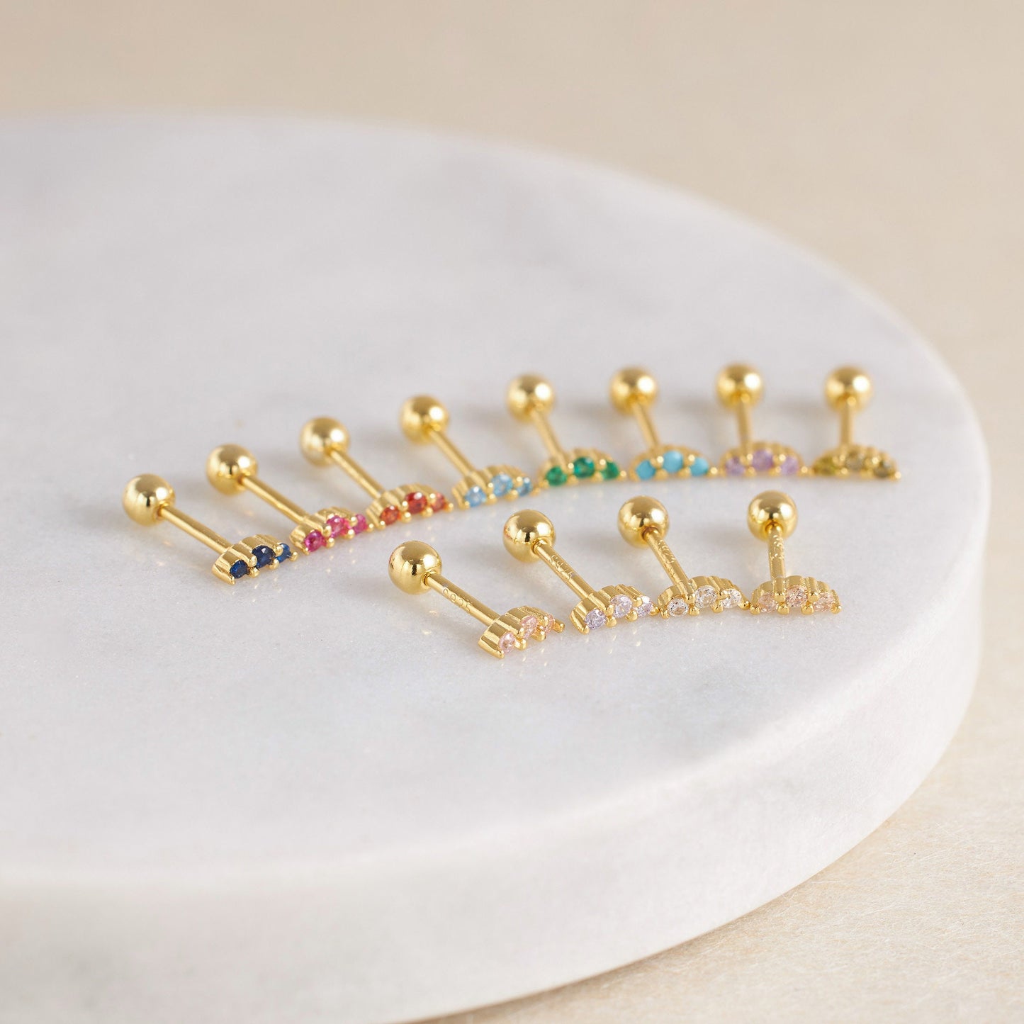 Helix Earring, Birthstone Cartilage Earring, Conch Earring, Helix Stud 18G, Gemstone Earrings, Screw Back, Sterling Silver, Forward Helix