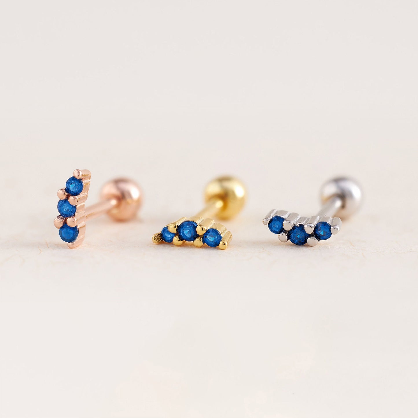 Helix Earring, Birthstone Cartilage Earring, Conch Earring, Helix Stud 18G, Gemstone Earrings, Screw Back, Sterling Silver, Forward Helix