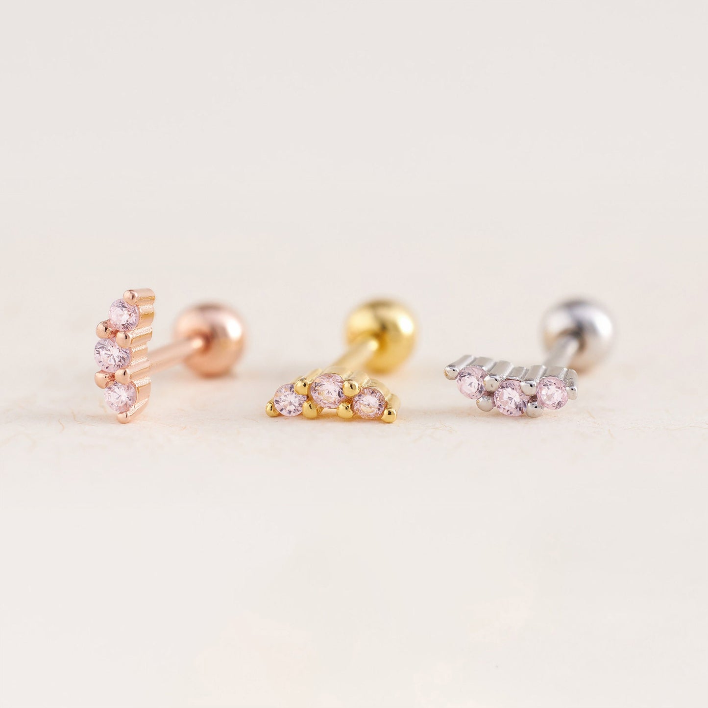 Helix Earring, Birthstone Cartilage Earring, Conch Earring, Helix Stud 18G, Gemstone Earrings, Screw Back, Sterling Silver, Forward Helix