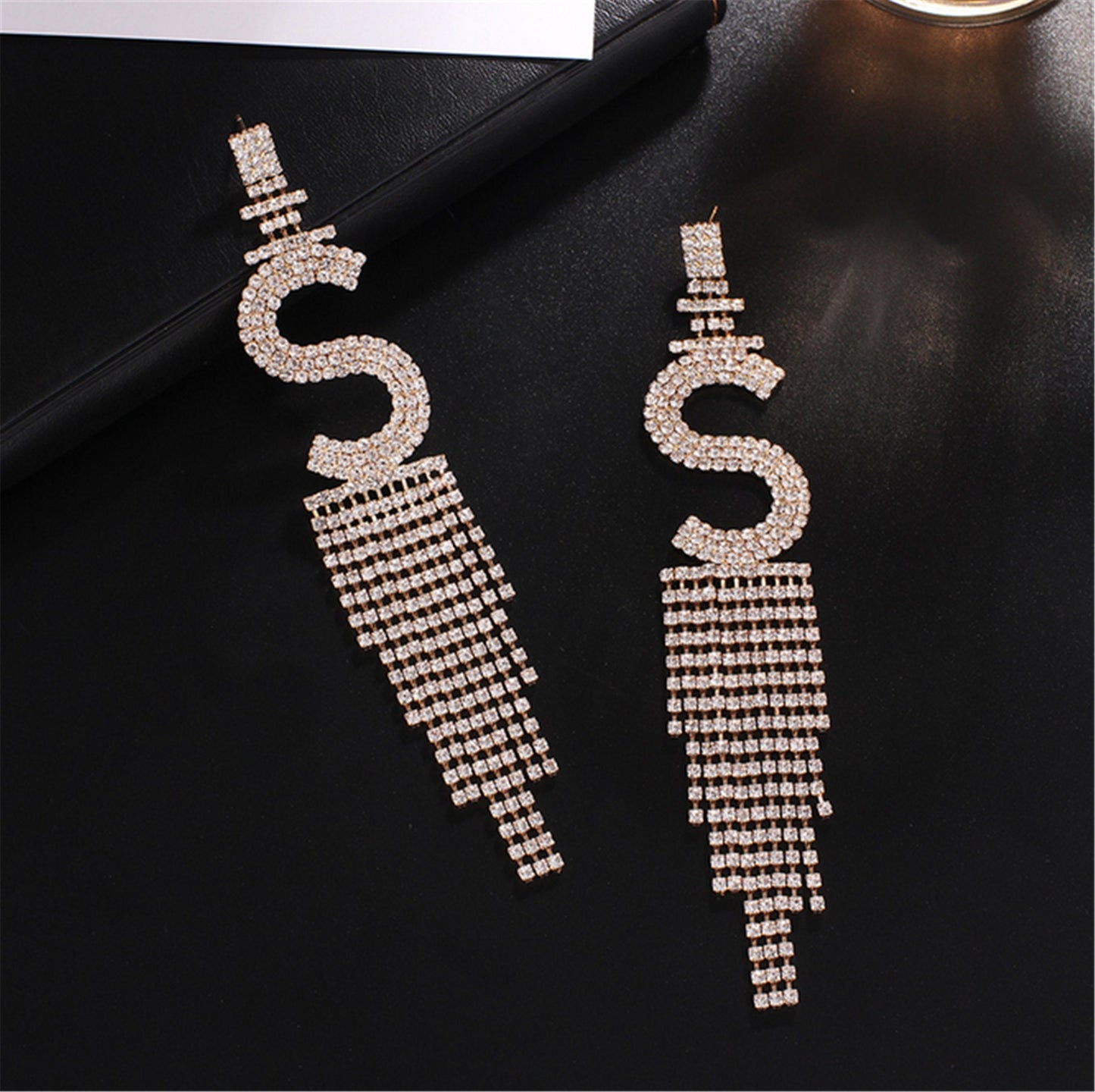 Custom Name Earrings, Letter Alphabet Earrings, Personalized Name Earrings, Hip Hop Earrings, Rhinestone Dangling Earrings (A Pair)