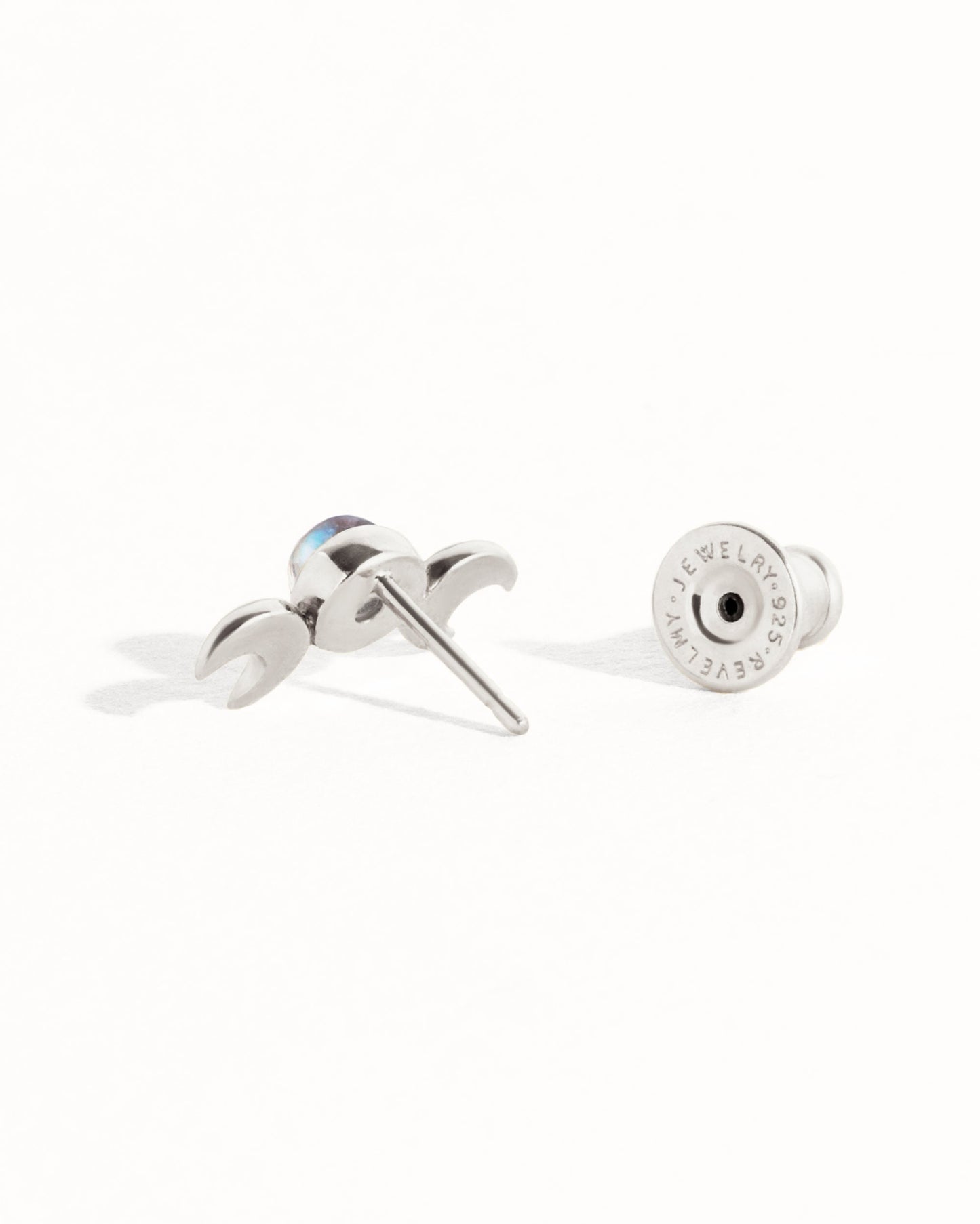 Hecate Symbol Earring • Goddess of Witchcraft and Magic Jewelry • Twin Moons Helix Earring  • Moonstone Cartilage Silver Piercing - CRT004