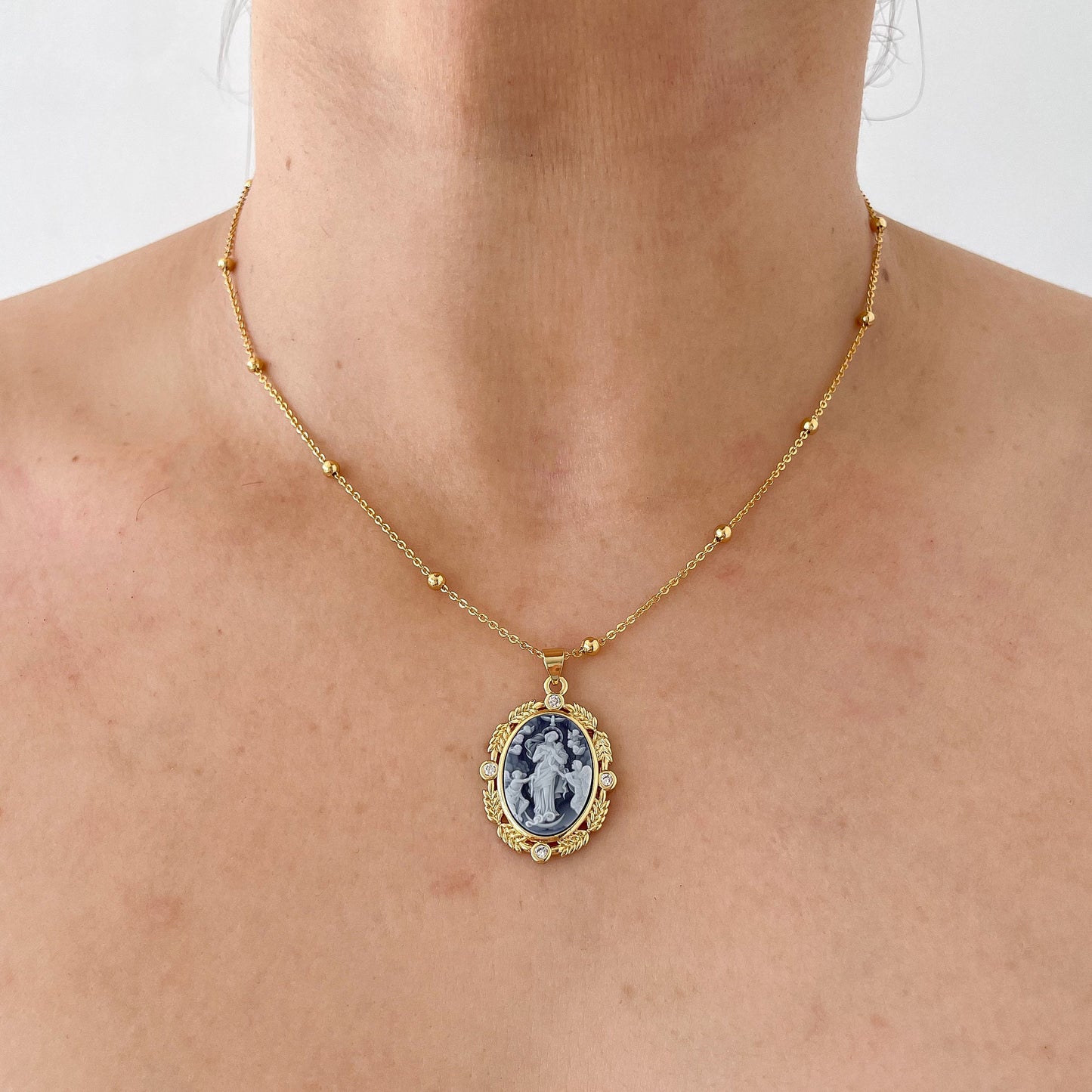 Cameo Necklace, Lady Guadalupe necklace Victorian Necklace, Layering Necklace, Virgin Mary Necklace, Religious Necklace , Angel Necklace