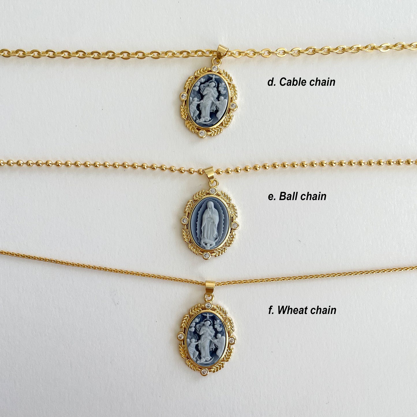 Cameo Necklace, Lady Guadalupe necklace Victorian Necklace, Layering Necklace, Virgin Mary Necklace, Religious Necklace , Angel Necklace
