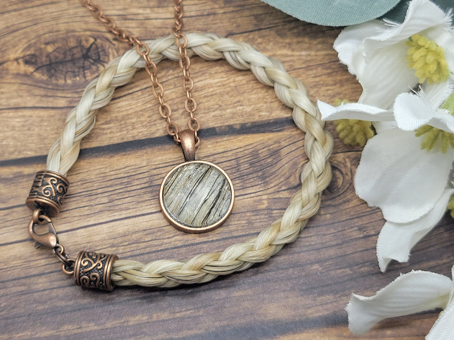 Custom Horse Hair Bracelet and Necklace Gift Set Braided by Equine Keepsakes