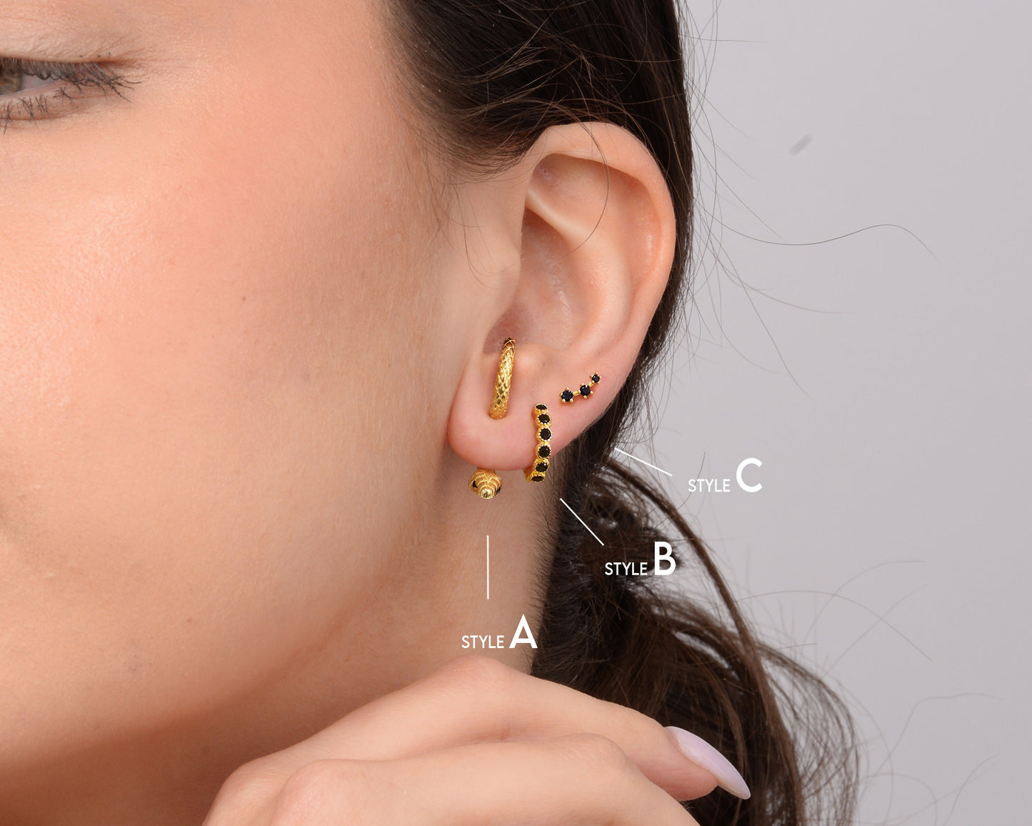 Black Onyx Serpent Front Back Earring Set • huggie hoop • minimalist earrings • snake earrings • serpent earrings • elevado jewelry