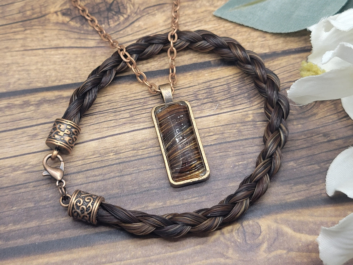 Custom Horse Hair Bracelet and Necklace Gift Set Braided by Equine Keepsakes