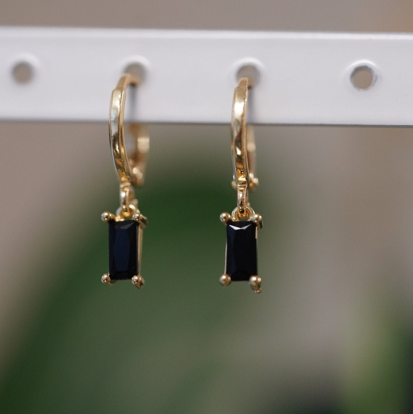 18K Gold Black Dangle Earrings, WATERPROOF Earrings, Mothers Day Gift, Black Charm Earrings by Babeina, Dainty Earrings, Gift for Mom
