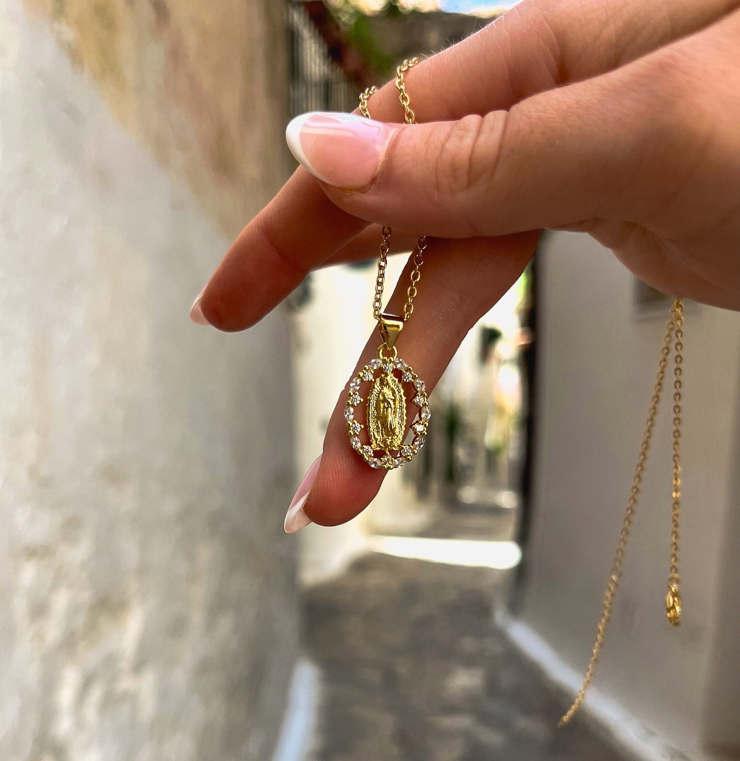 Gold Virgin Mary Pendant Necklace 18K Gold • Tarnish Free • Christmas Gift For Her • Gifted Jewelry • Christening Gift • Religious Gift