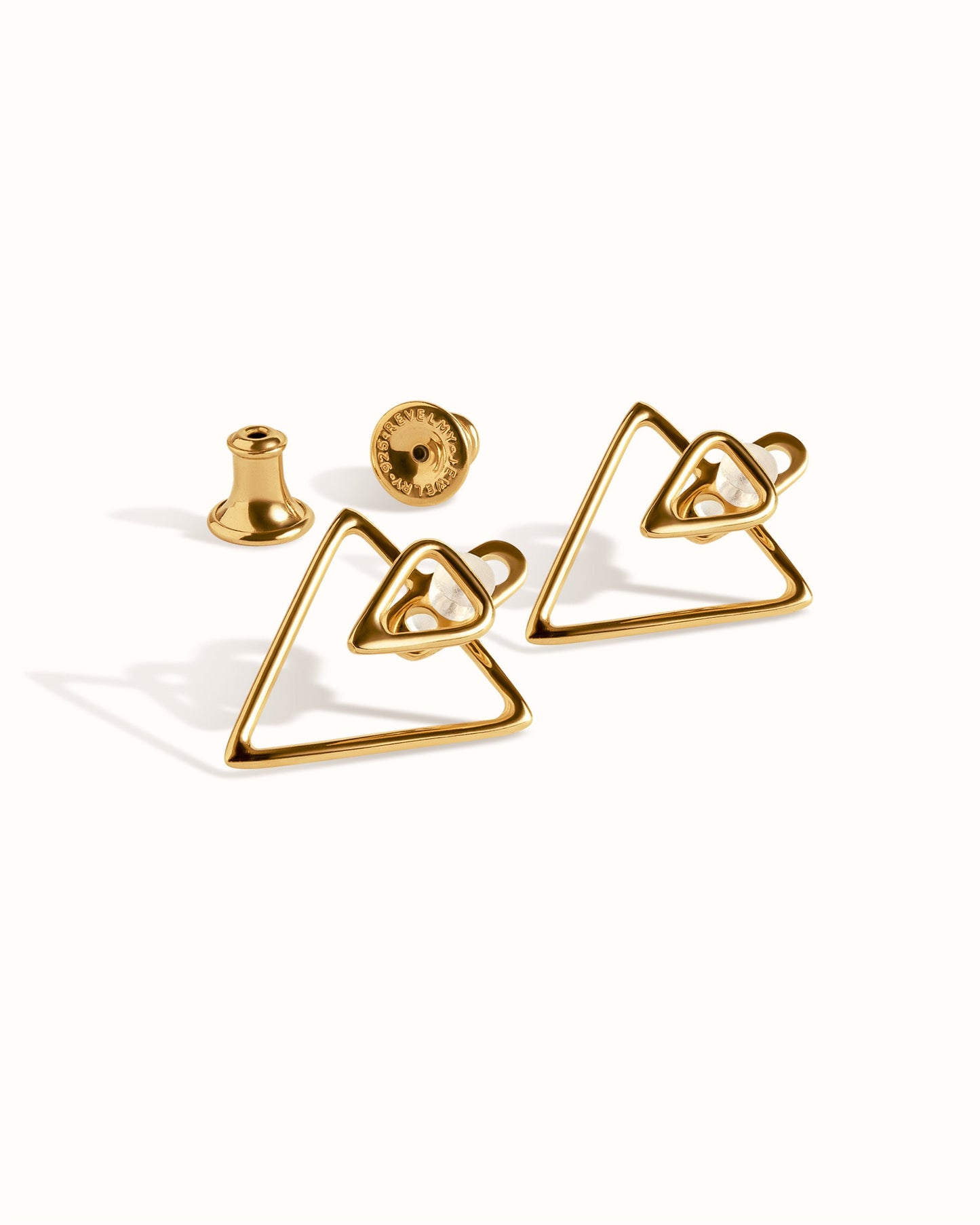 Triangle Ear Jacket Earring · Sterling Silver Geometric Earrings · Triangle Studs · Minimalist Jewelry · Gift for Her - JKT011