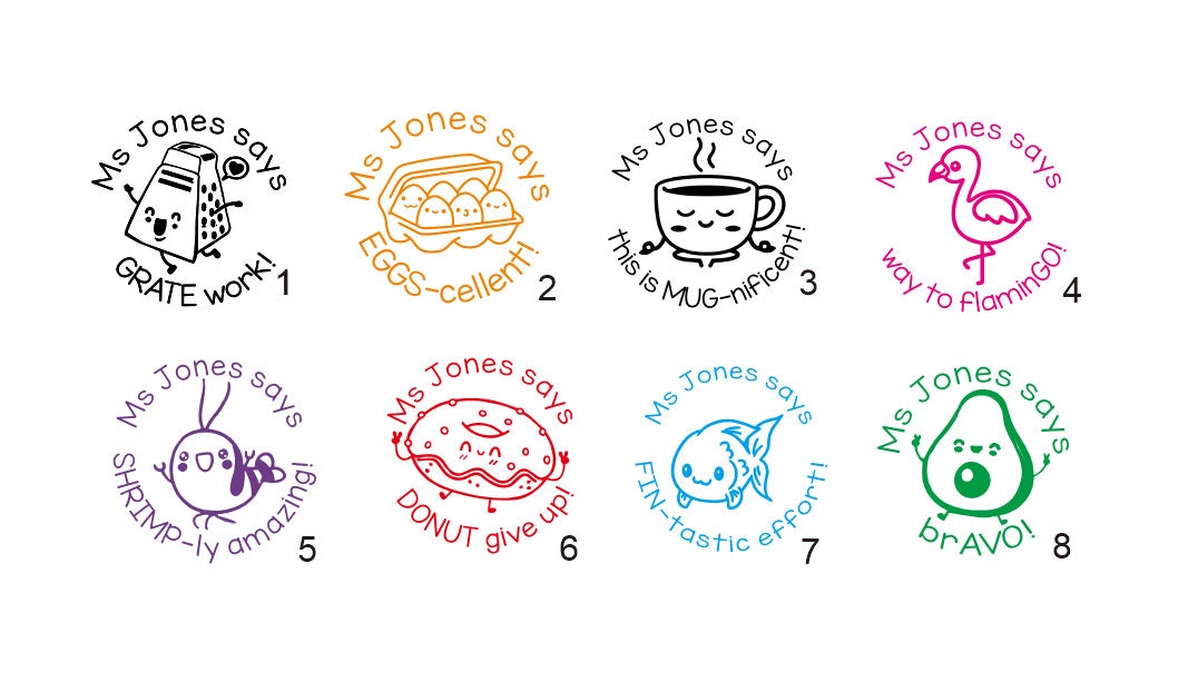 Custom Teacher Stamp,Personalized Name Teacher Stamps,Custom Teacher Gift Stamp,Teacher Comment Stamps,Classroom Stamps,Cute Stamps,eggs