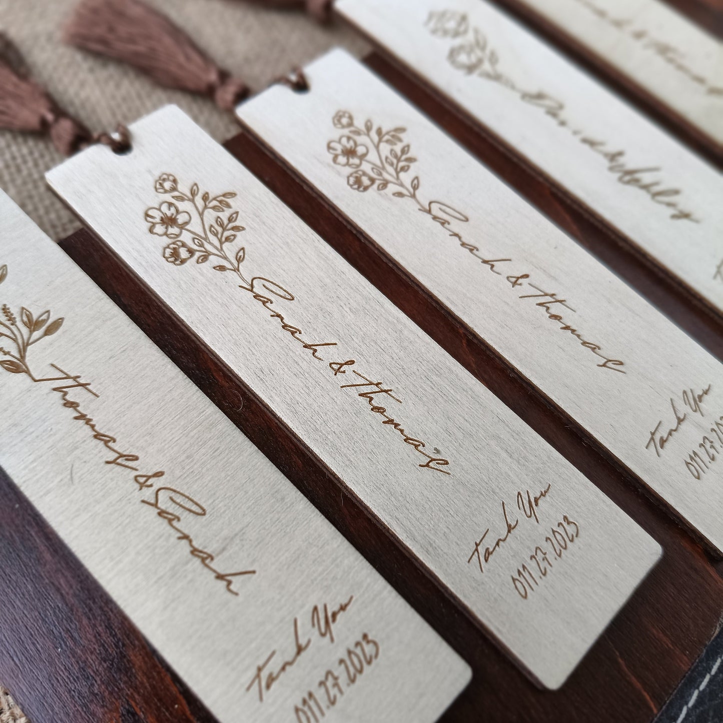 Personalized Wooden Bookmarks - Custom Wedding Favors, Party Gifts, Bridal Shower Keepsakes, Save the date