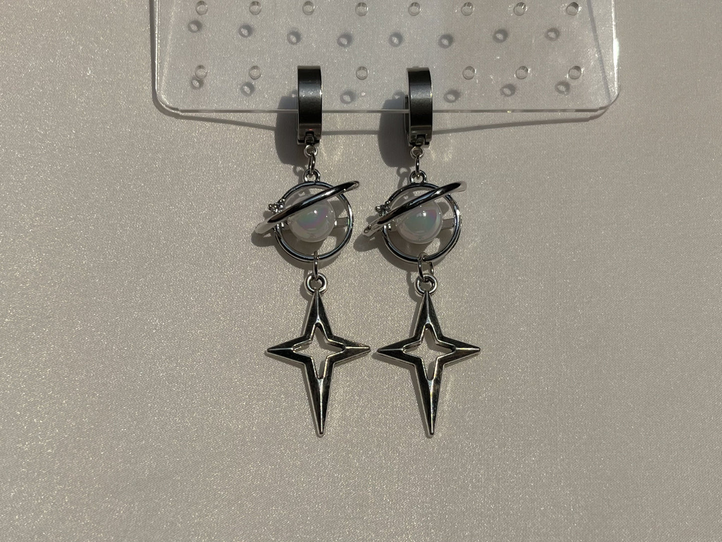 Neptune earrings | grunge jewelry hypoallergenic y2k alt goth edgy punk star silver dangly nickel free