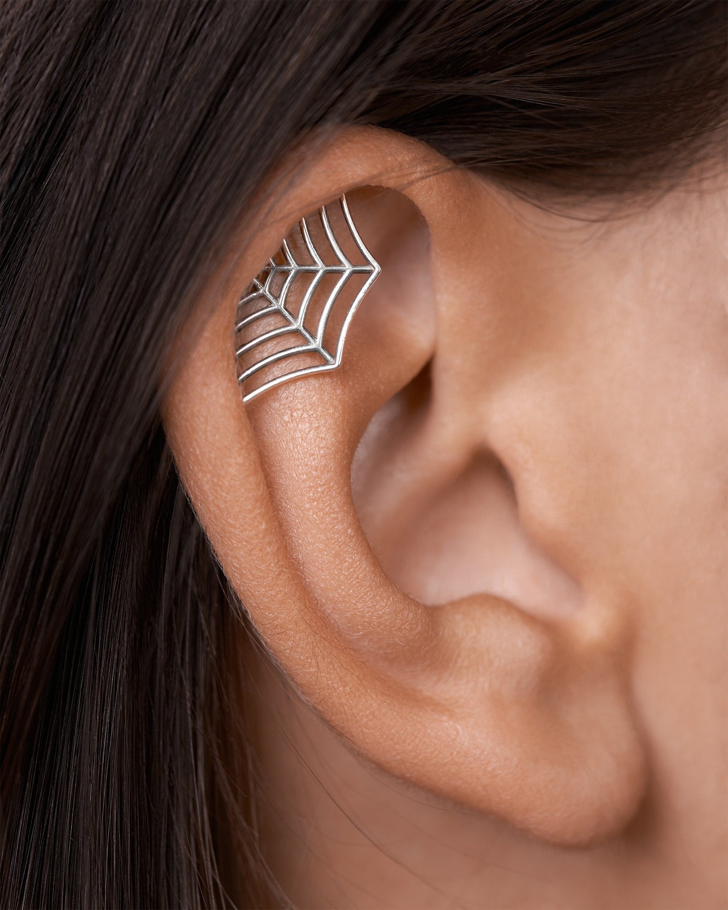 Spider Web Earring Gothic Jewelry • Cartilage Helix Piercing 20G 18G 16G • Mystical Dark Goth Halloween Earring • Hidden Helix - CRT015
