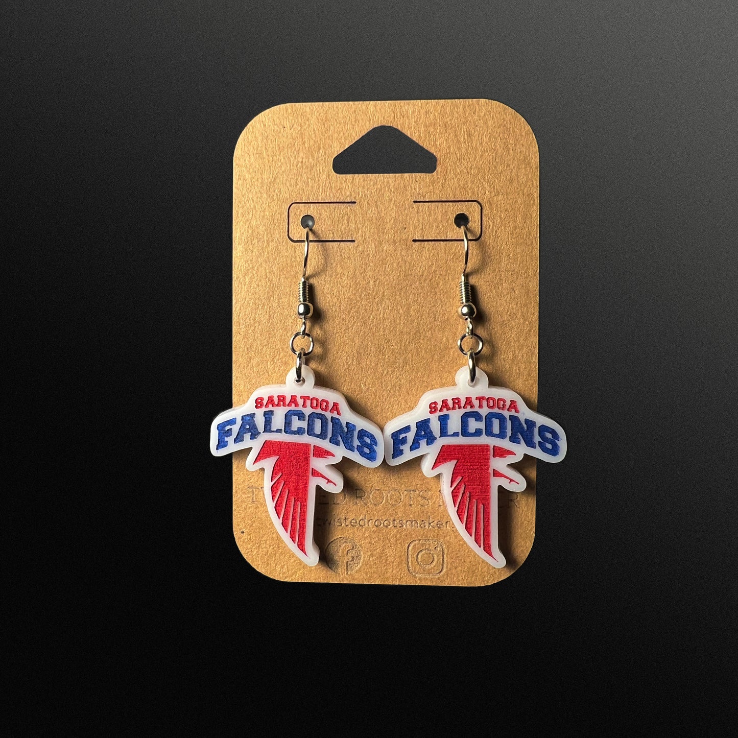 Custom School Mascot/Logo Laser Cut Painted Dangle Earrings | High School | College | Band | Cheer | Booster | Fundraiser