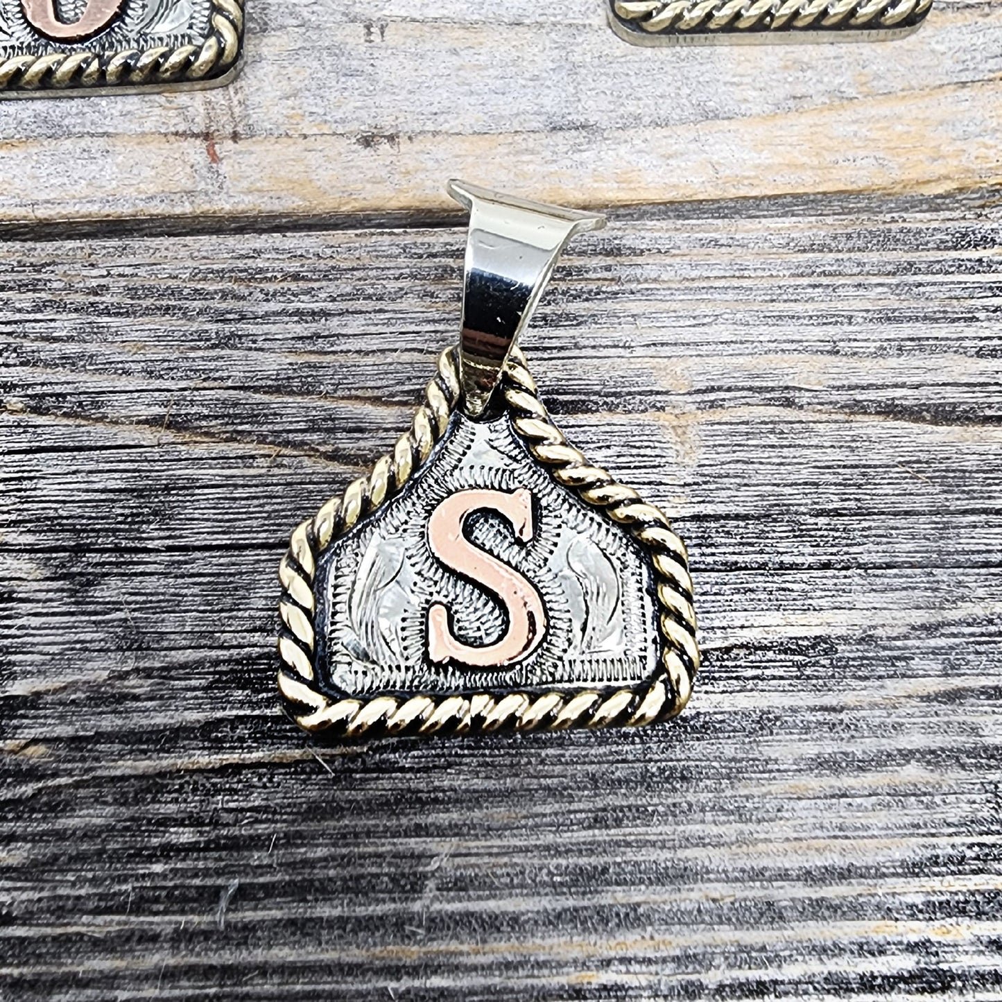 Cow Tag Necklace Handmade Personalized Initial Necklace, Handcrafted. Small Model.  Comes with a 23" Stainless Steel Chain.