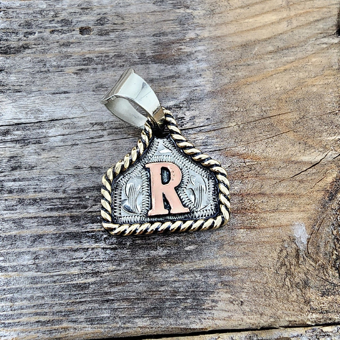 Cow Tag Necklace Handmade Personalized Initial Necklace, Handcrafted. Small Model.  Comes with a 23" Stainless Steel Chain.