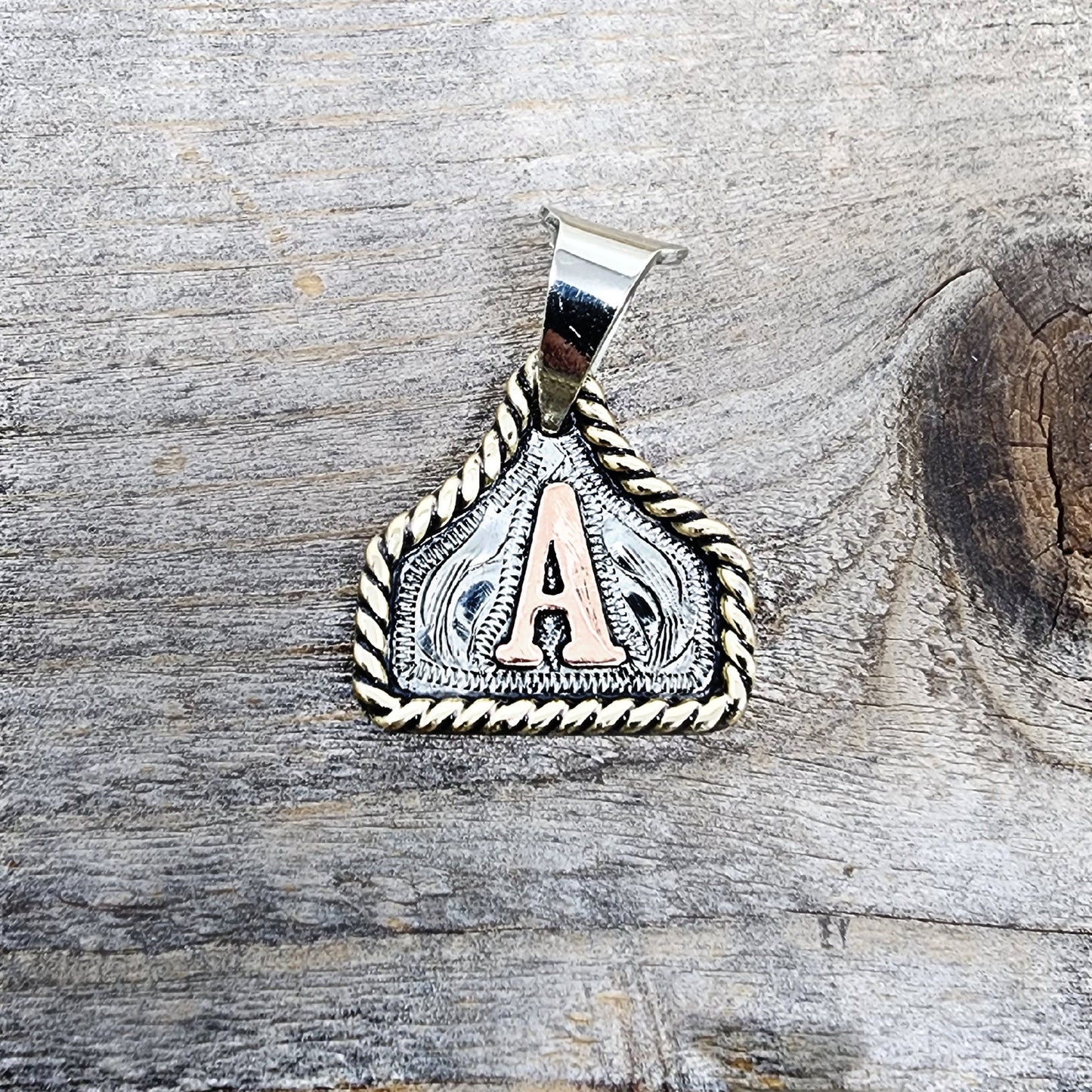 Cow Tag Necklace Handmade Personalized Initial Necklace, Handcrafted. Small Model.  Comes with a 23" Stainless Steel Chain.