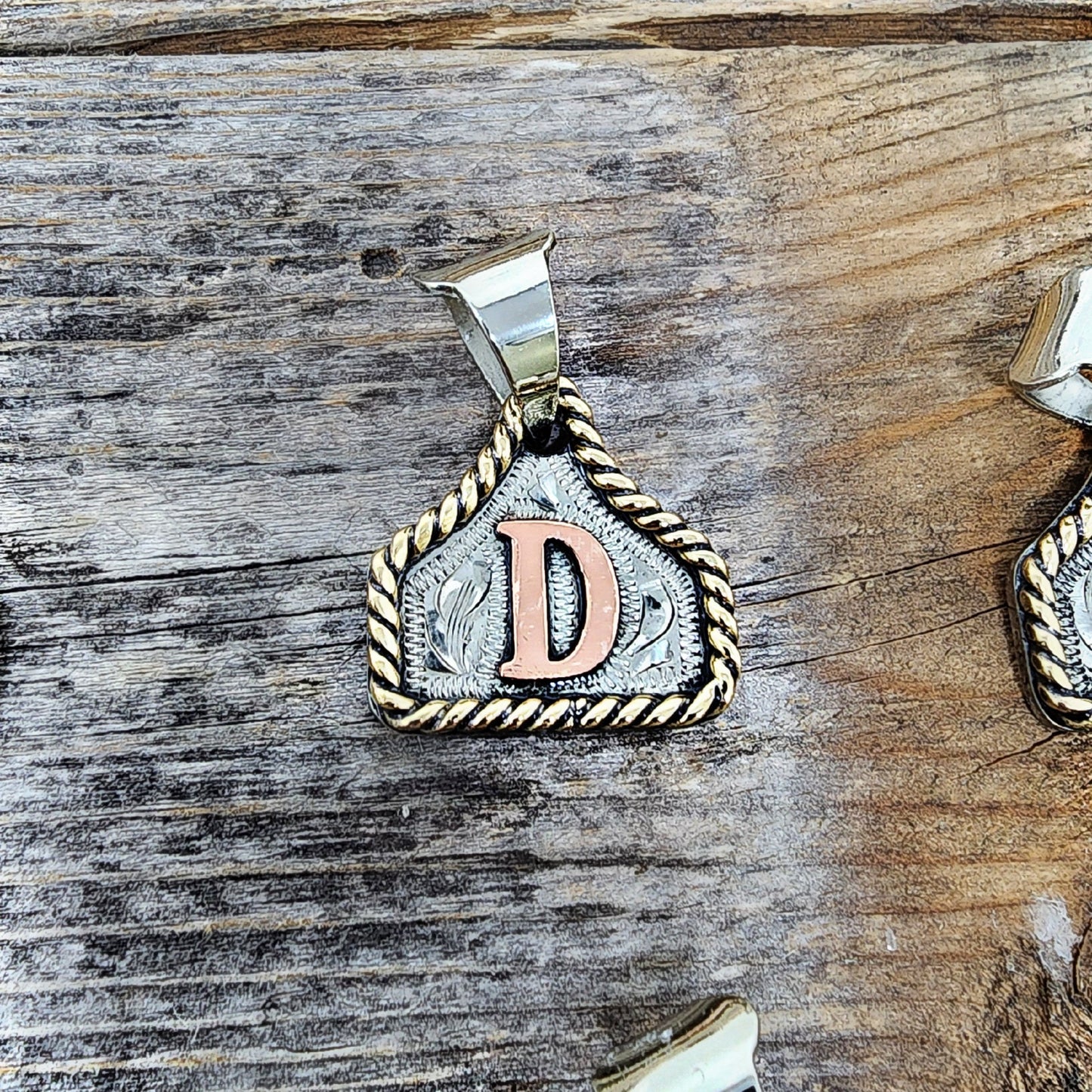 Cow Tag Necklace Handmade Personalized Initial Necklace, Handcrafted. Small Model.  Comes with a 23" Stainless Steel Chain.