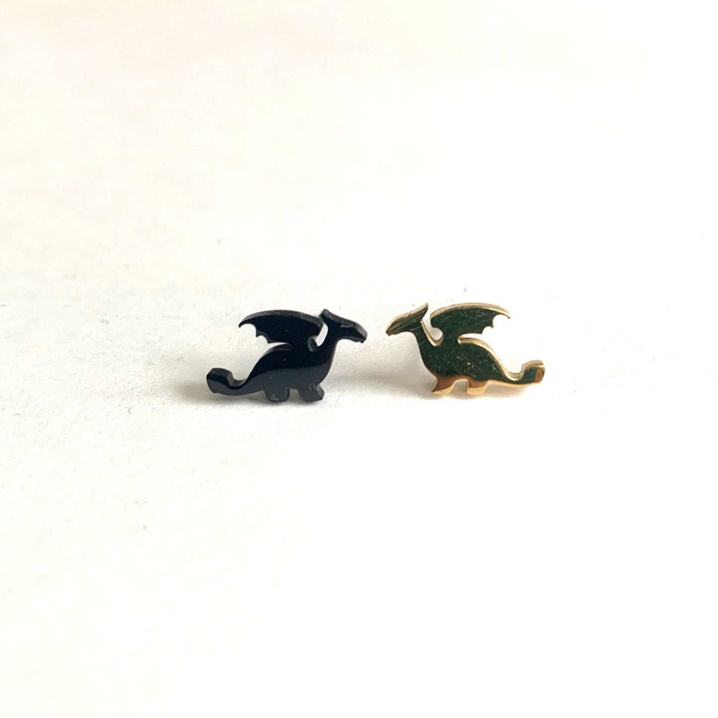 Dragon Wings Earrings - Fourth Academy - flame books - gold black stainless steel adult studs