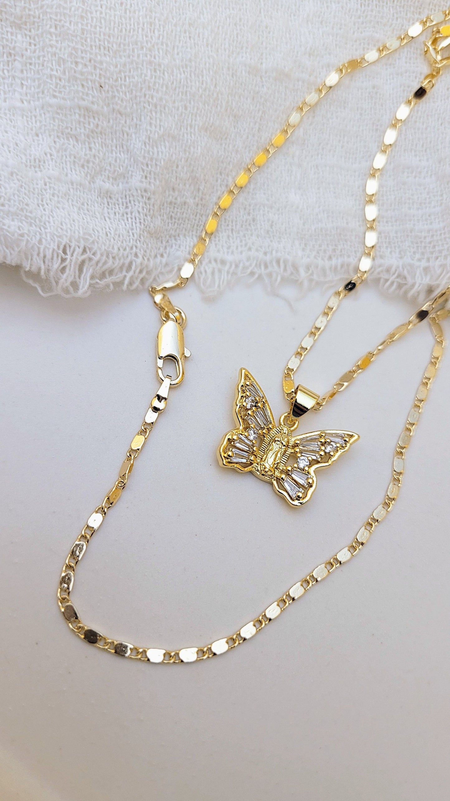 Butterfly Necklace, Virgencita Necklace, oro Laminado,  gold filled jewelry,  women's jewelry, Virgen Mary, gift for her, regalo para mujer