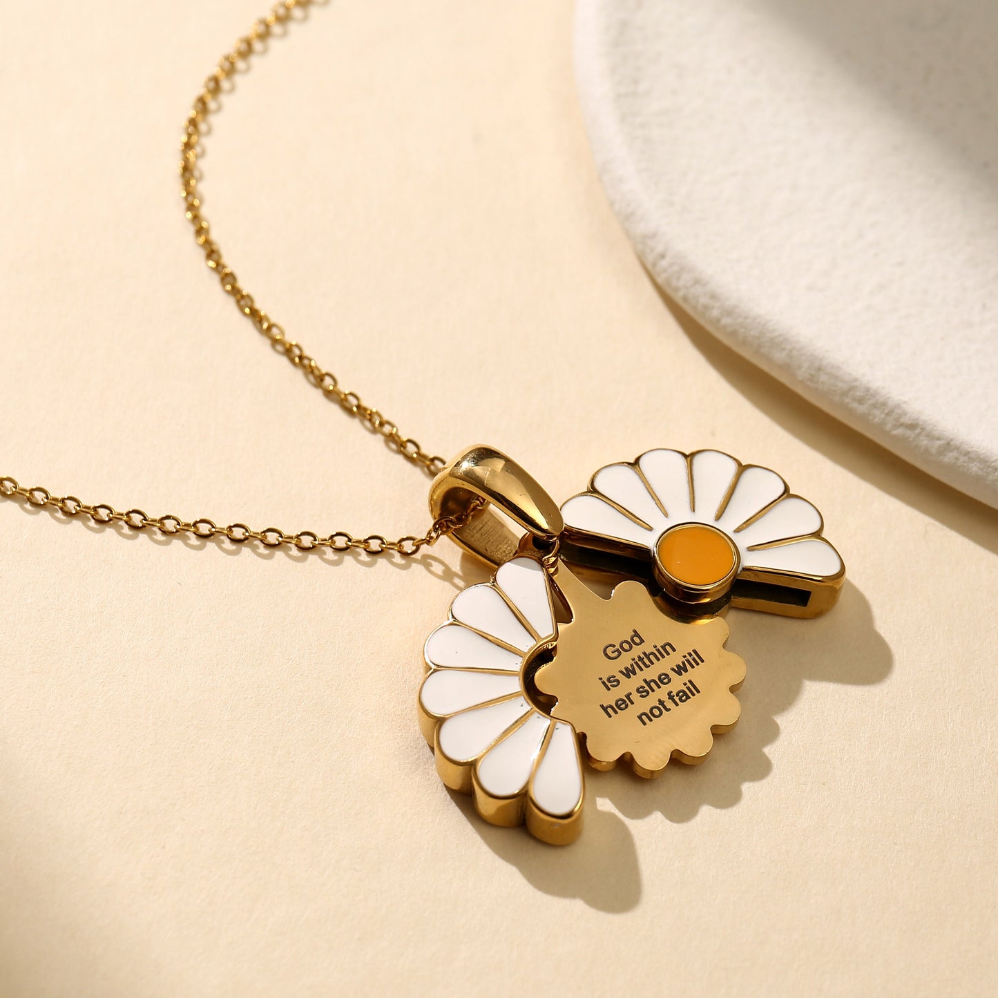 Personalized Hidden Message Daisy Locket Necklace - Customizable Gift for Her， God Mother Gift, tiny mustard seed, Christian Gifts for her