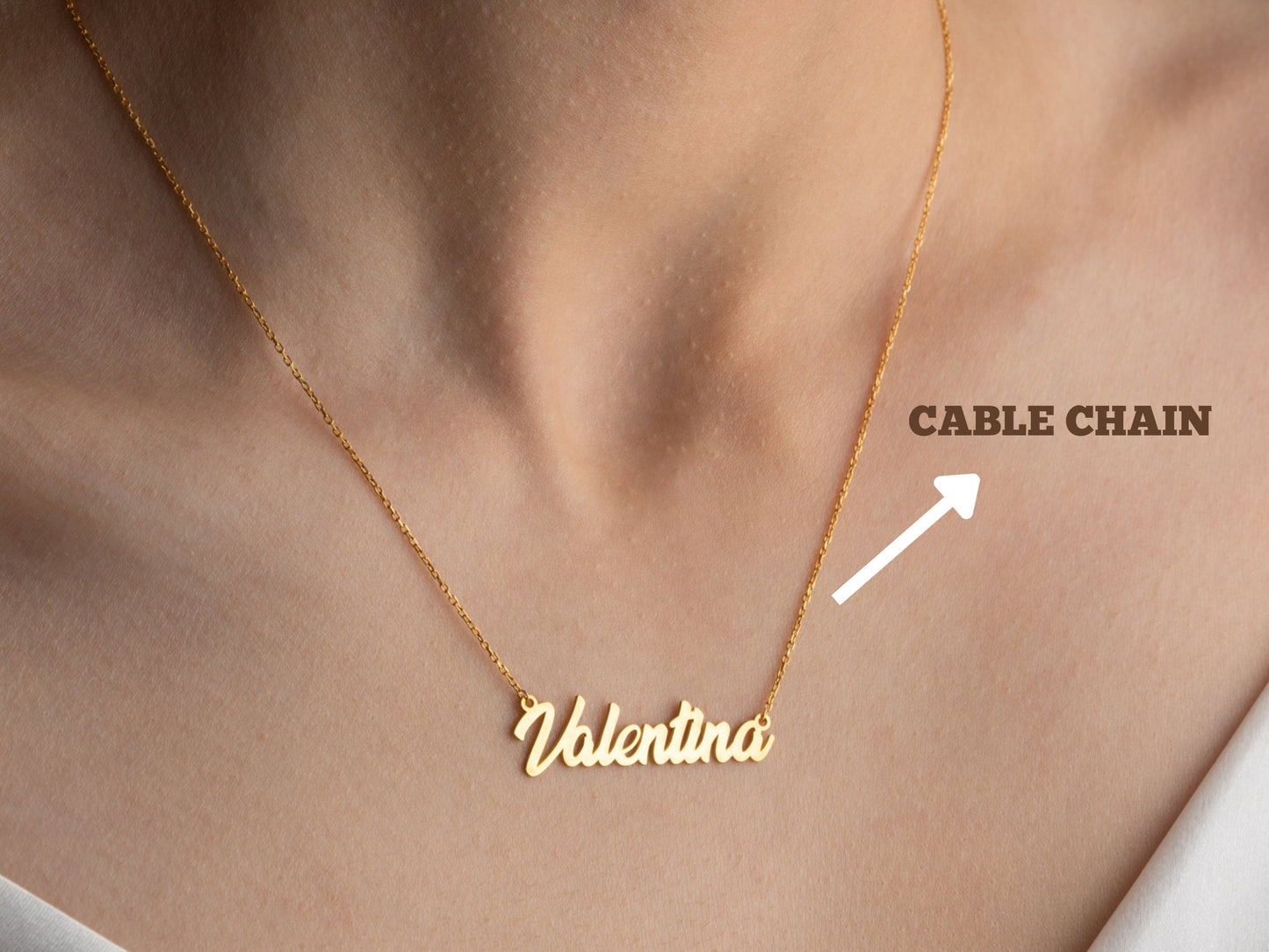 14K Gold Personalized Name Necklace with Figaro Chain, Handmade Jewelry, Personalized Christmas Gift for Mom, Custom Name Plate Necklace