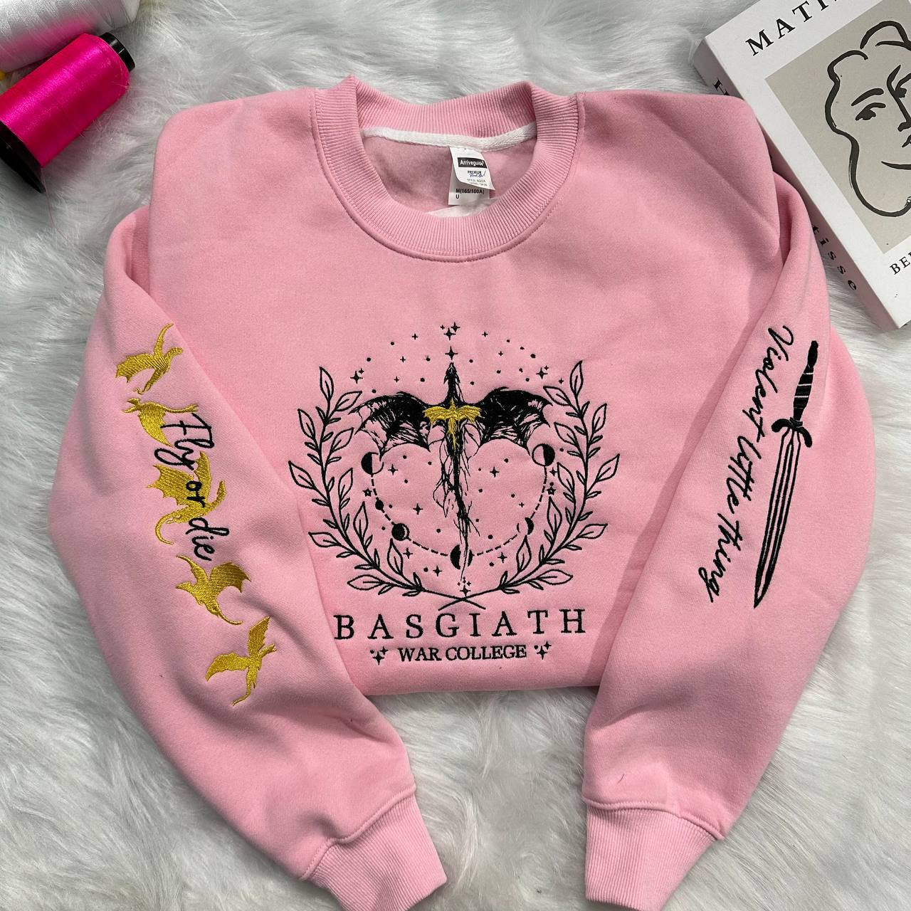 Fourth Wing Embroidered Sweatshirt,Custom Basgiath War College, Dragon Rider,Violet Sorrengail,Rebecca Yorros,Xaden Riorson,Fantasy Reader