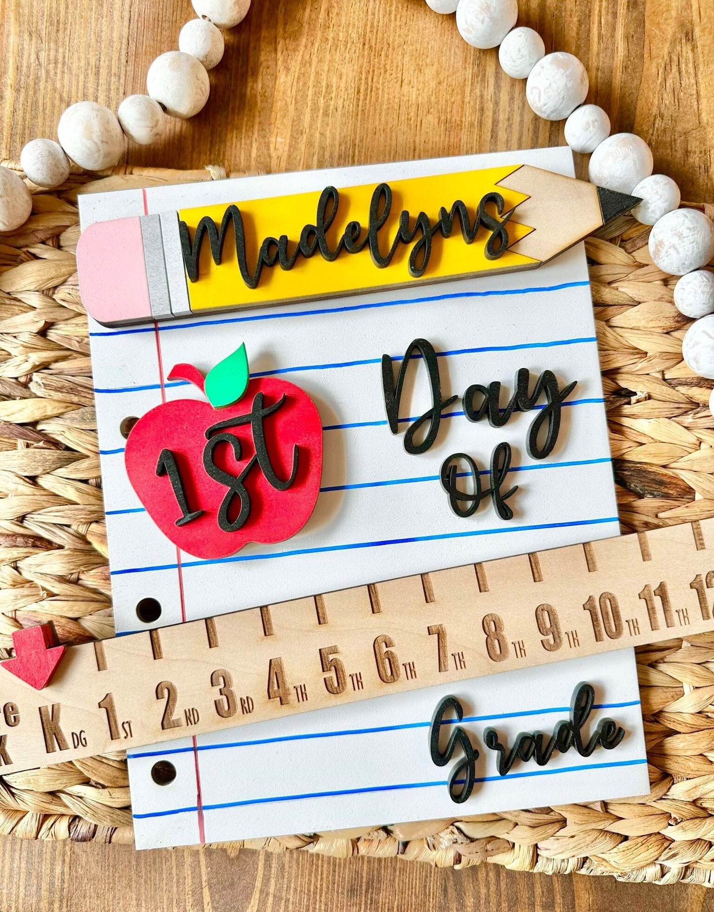 Personalized Back to School Sign, First Day of School Photo Prop, Interchangeable Back to School Sign