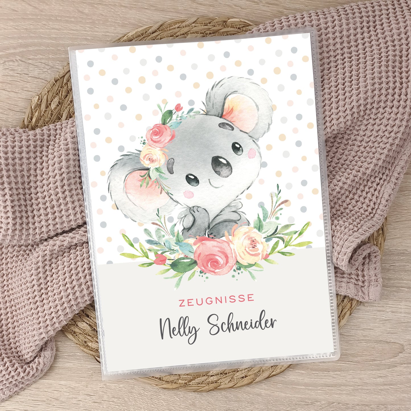 Personalized certificate folder animals, school start gift idea school child, school enrollment