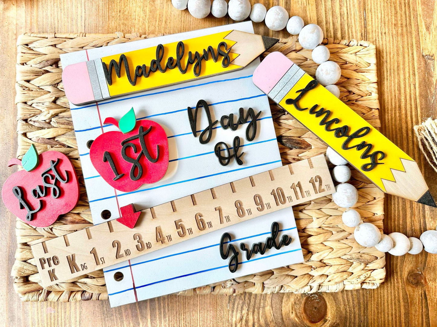 Personalized Back to School Sign, First Day of School Photo Prop, Interchangeable Back to School Sign