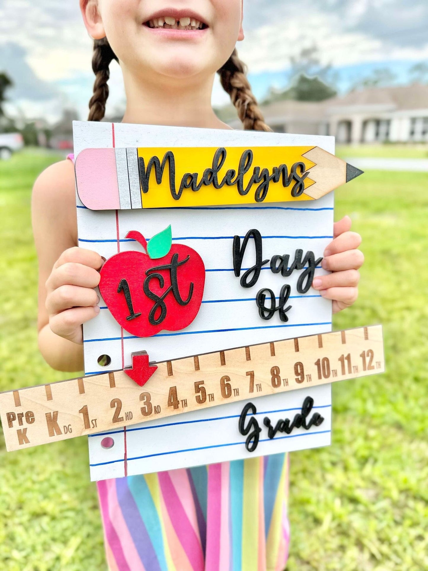 Personalized Back to School Sign, First Day of School Photo Prop, Interchangeable Back to School Sign