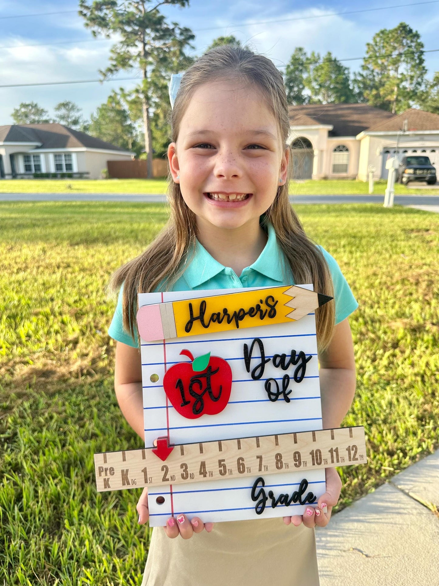 Personalized Back to School Sign, First Day of School Photo Prop, Interchangeable Back to School Sign