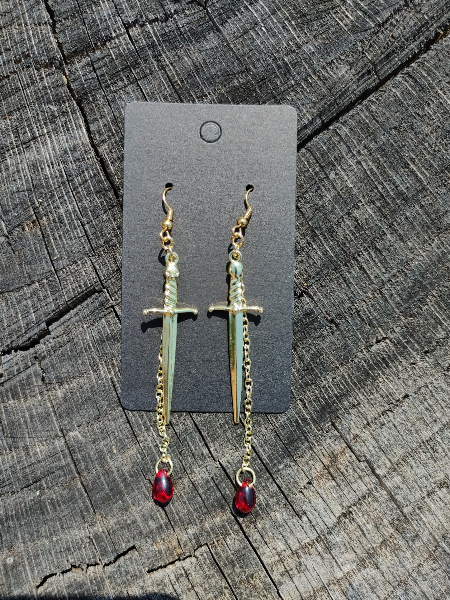 Sword and Blood Drop Earrings