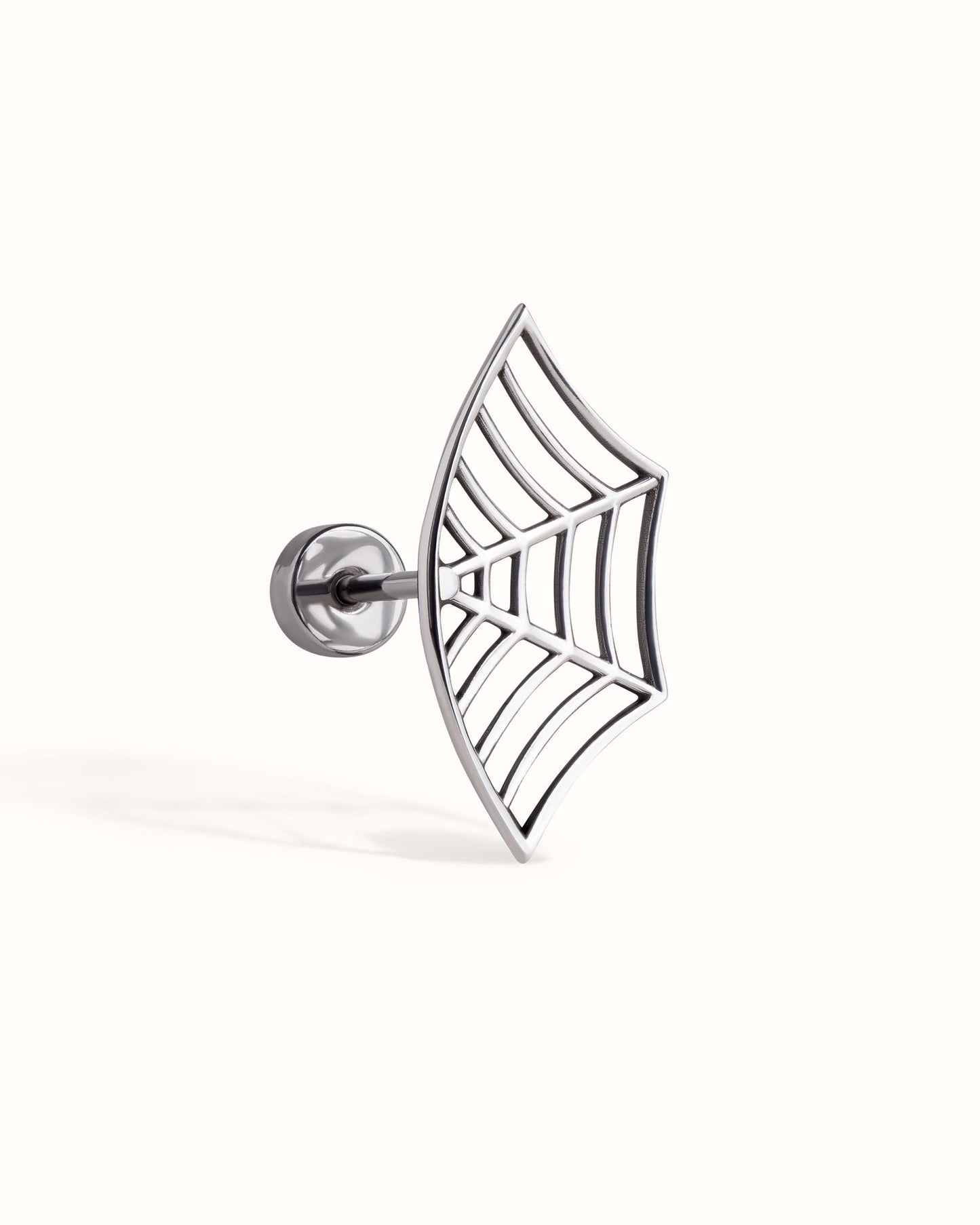 Spider Web Earring Gothic Jewelry • Cartilage Helix Piercing 20G 18G 16G • Halloween Witchy Silver Jewelry • Goth Punk Tattoo Earring CRT015