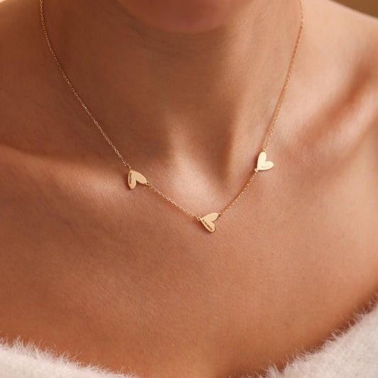 14K Personalized Engraved Hearts Name Necklace,Personalized Mom Necklace with Kids Names,Family Heart Pendant Necklace,Christmas Mom Gift
