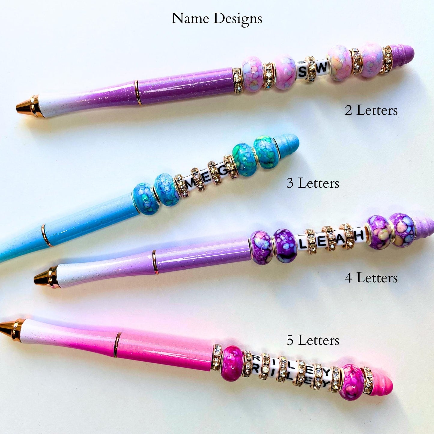 Custom Beaded Pen Personalized With Name Gifted Initial Lettering Beadable Pen Custom Rhinestone Name Gifts-For Co-Workers-Teachers-Girls